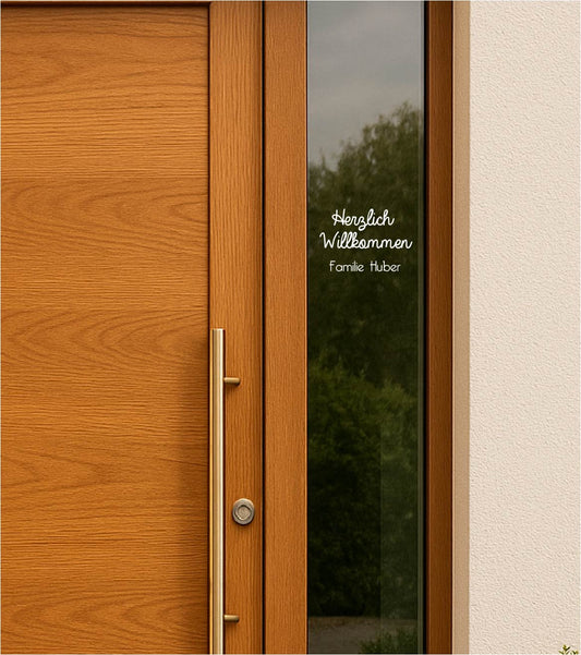 Willkommensschriftzug für Haustür - Premium Vinylaufkleber