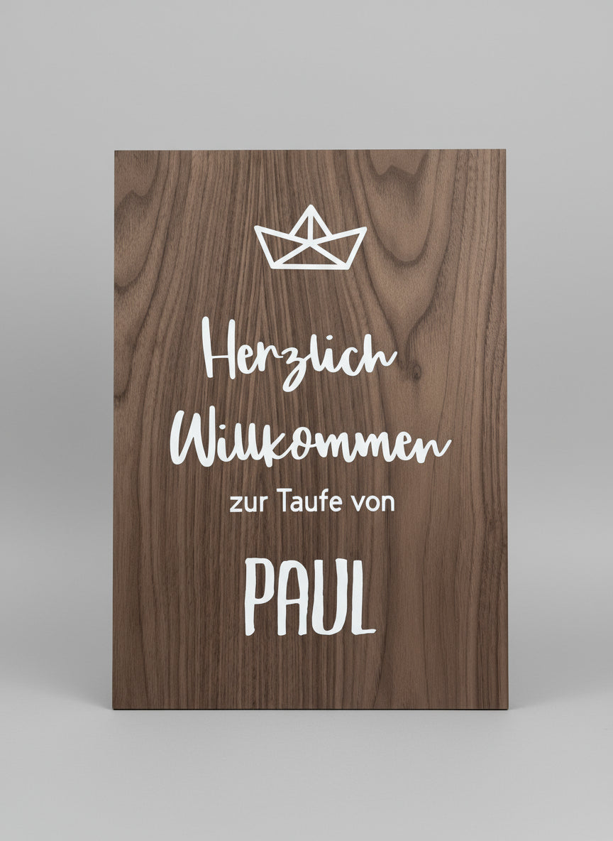 Willkommensschild für Taufe